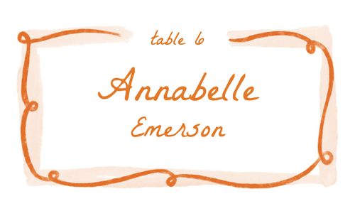 Minted + Brides Wedding Color of the Year 2025 Verona Sunset Artfully Hand-Drawn Escort Card