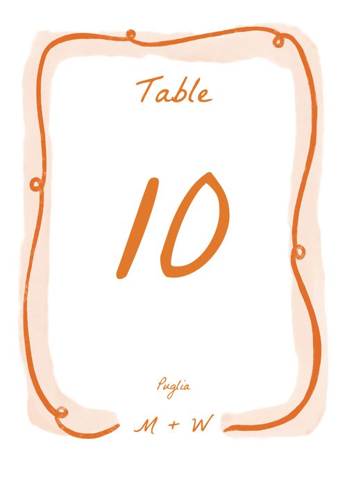 Minted + Brides Wedding Color of the Year 2025 Verona Sunset Artfully Hand-Drawn Table Number
