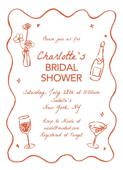 Minted + Brides Wedding Color of the Year 2025 Verona Sunset Modern Prep Bridal Shower Invitation