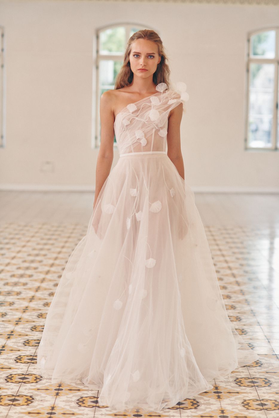 one-shoulder wedding dress