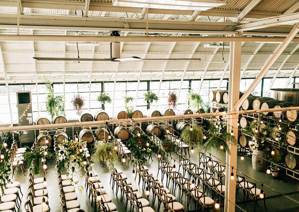 Ceremony space for a modern wedding venue at Coopers Hall in Portland