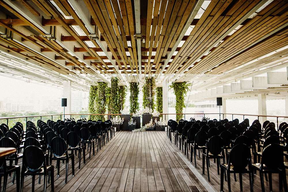 Ceremony space for a modern wedding at Perez Art Museum in Miami