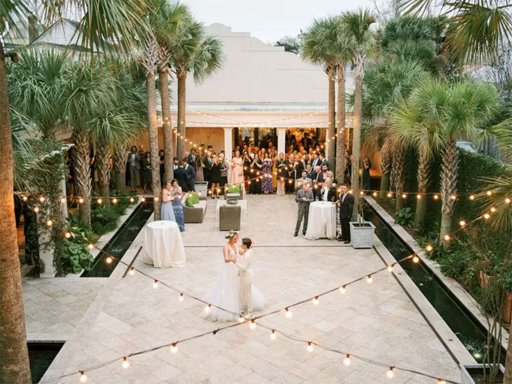 Outdoor event space for a modern wedding at Cannon Green in Charleston