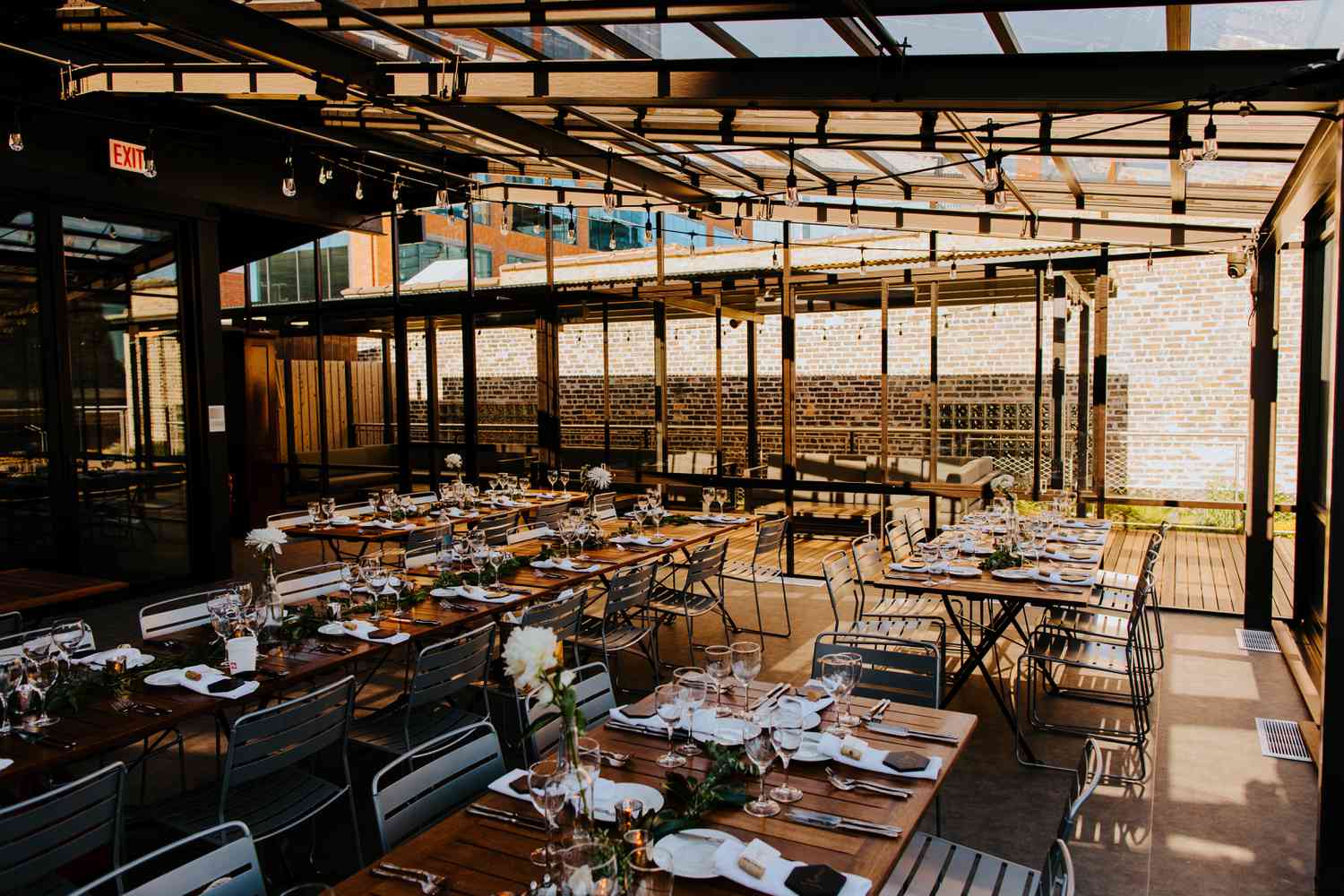 wedding reception set up at Morgan's on Fulton