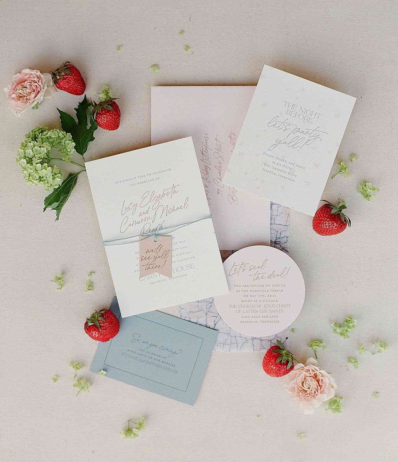 pastel wedding invitation