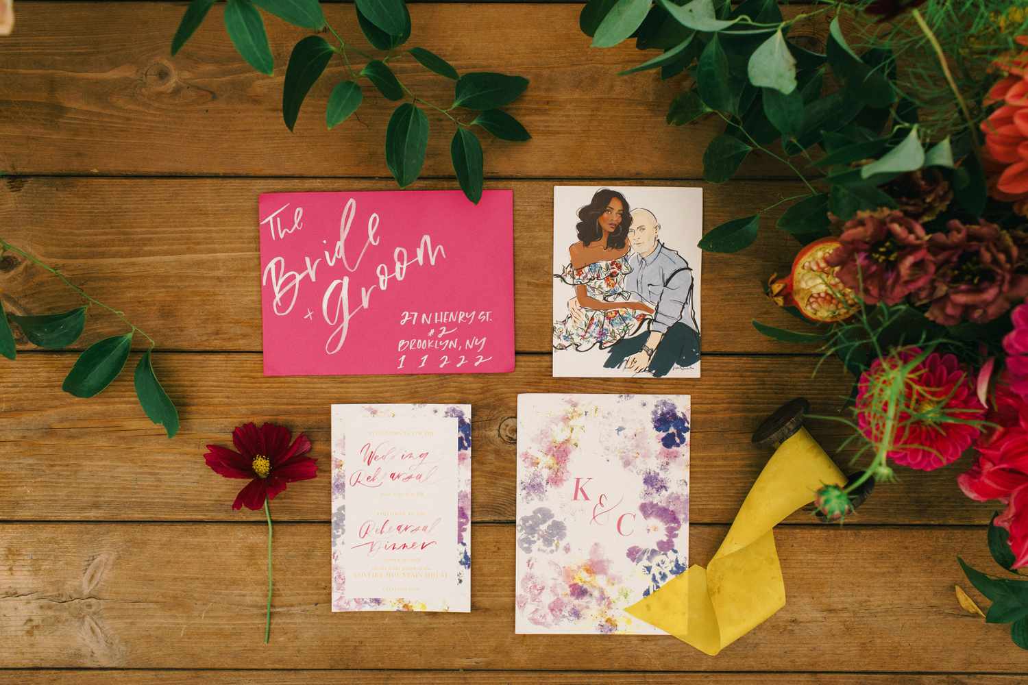 colorful personalized wedding invitation