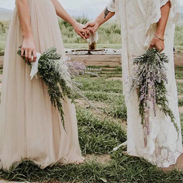 brides holding alternative bouquets