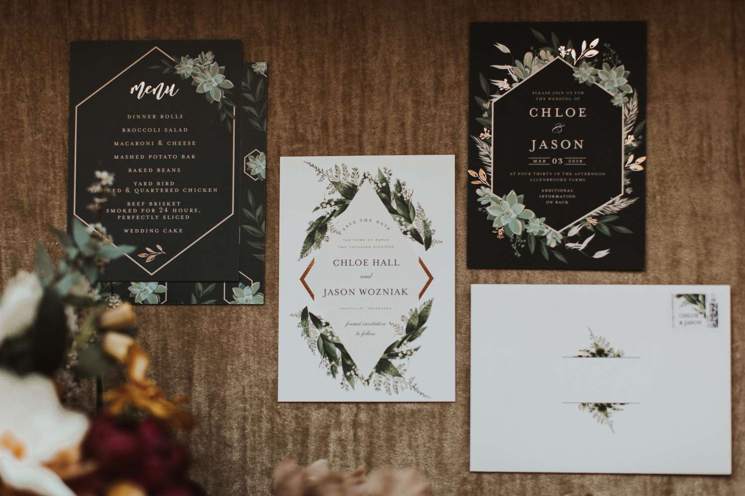 moody spring wedding invitation