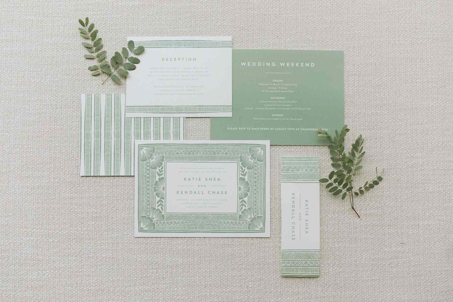 green wedding invitations
