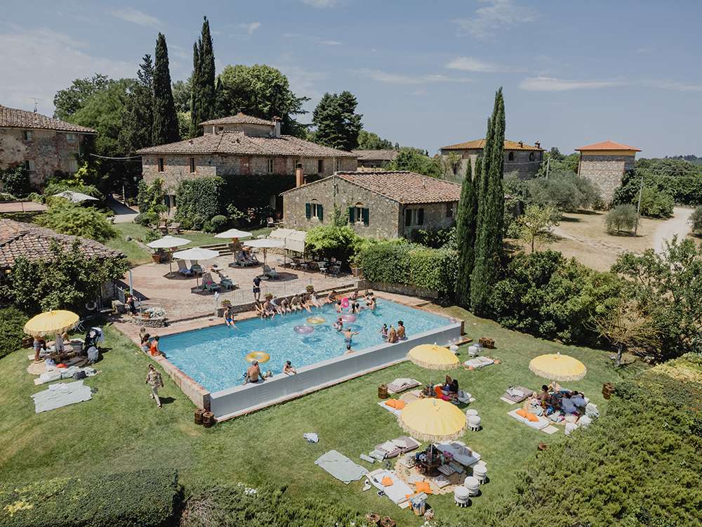 pre-wedding pool party at italian villa