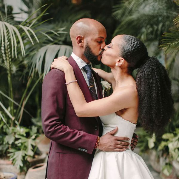 bride and groom with beard