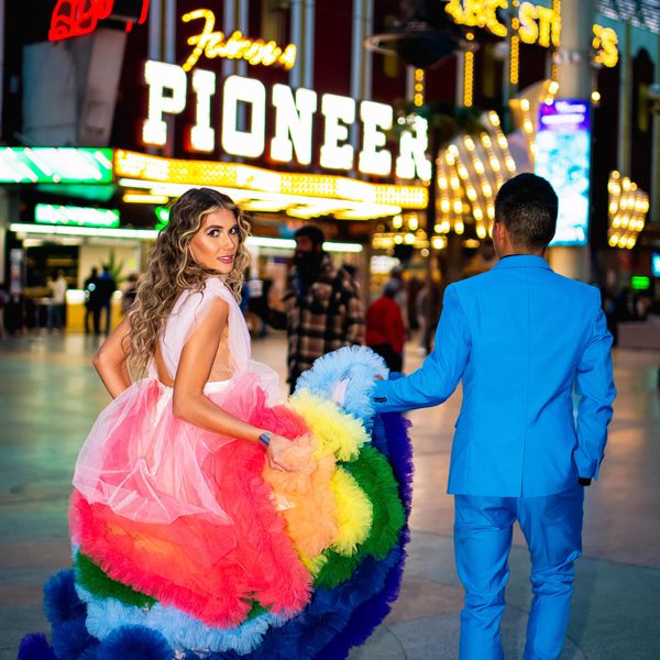 Bride and groom after elopement in Las Vegas