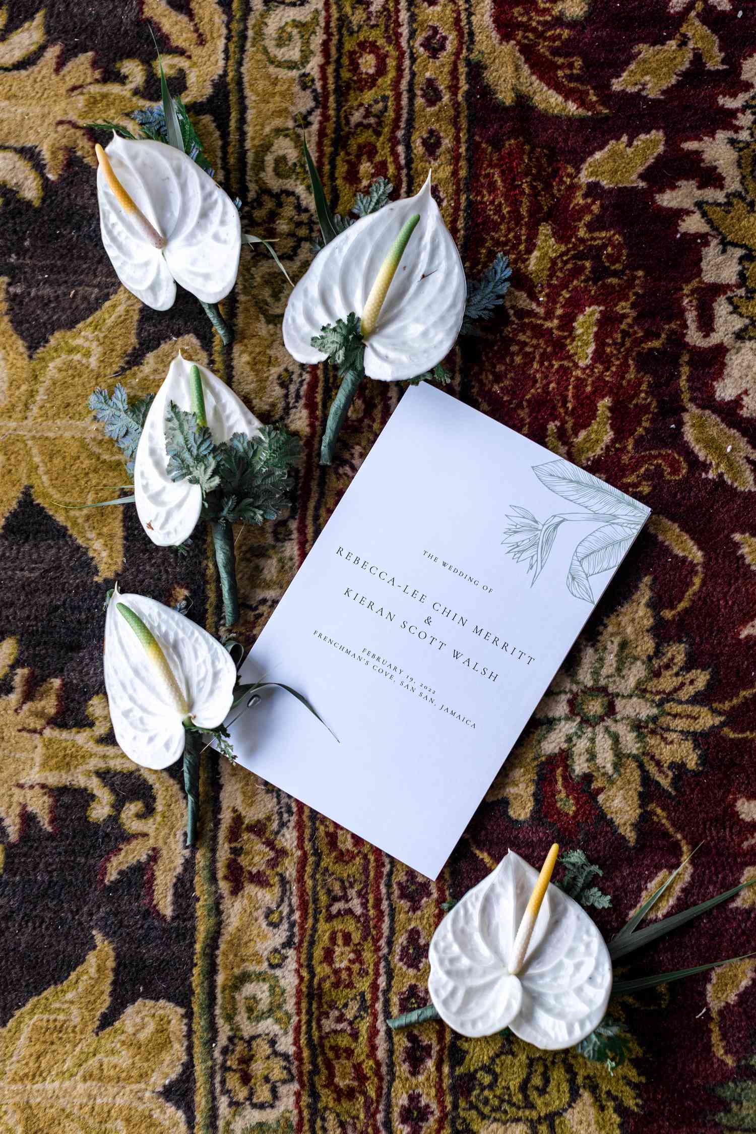 Rebecca and Kieran's tropical and minimalist invitations