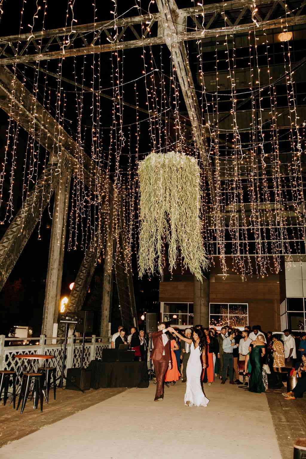 String light fixture over dance floor