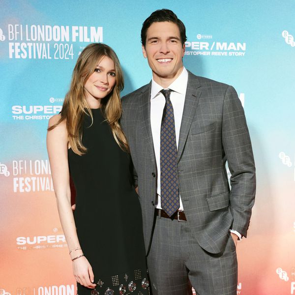 Amanda Dubin in Black Dress and Will Reeve in Plaid Gray Suit at Film Festival