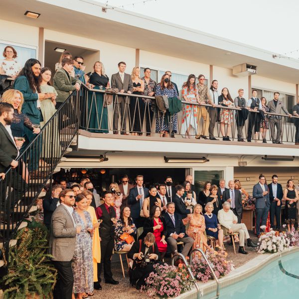 standing guests at wedding ceremony