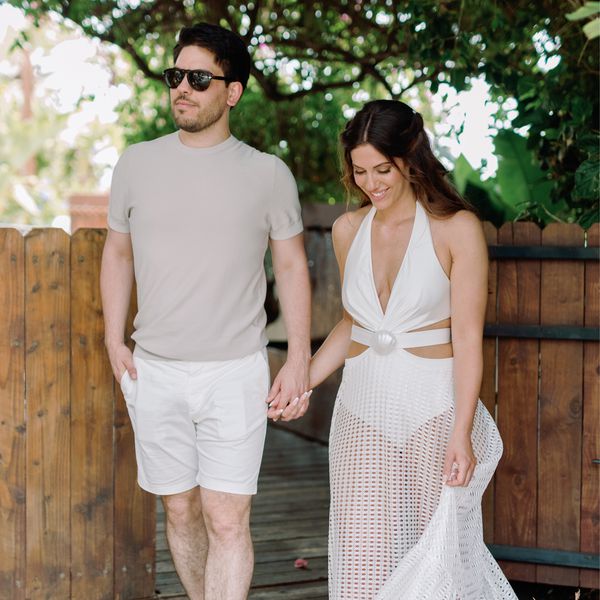 Wedding Couple at Beach Party