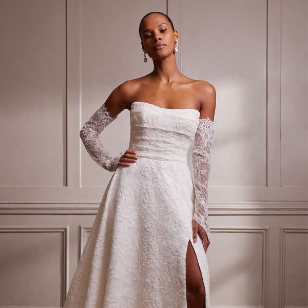 A-Line Lace Wedding Gown With Lace Gloves