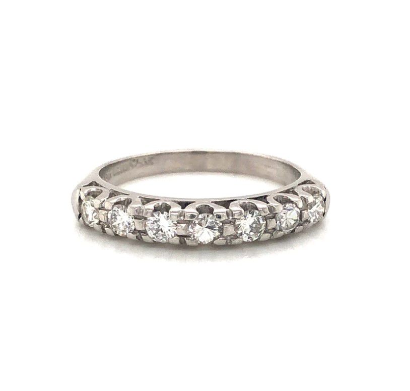 Filigree Jewelers Vintage Round Brilliant Cut Diamond Wedding Band
