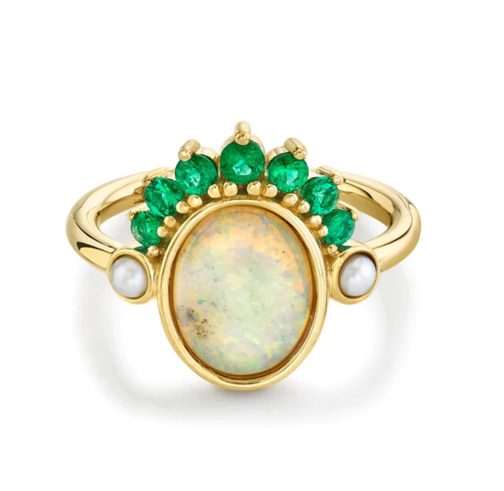 Marrow Emerald & Opal Headdress Ring