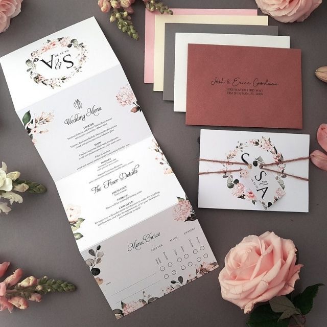 SiennaMaiInvitations Blush Floral Wedding Invitation