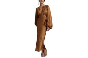 Significant Other Demi Backless Long-Sleeve Column Gown
