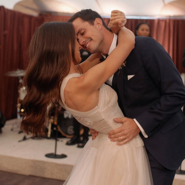 Bride and Groom Sharing Slow First Dance at Wedding