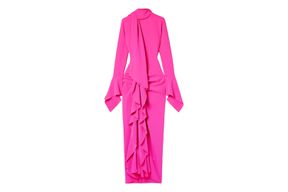 Net-A-Porter Solace London Nella Tie-Neck Ruffled Crepe Gown