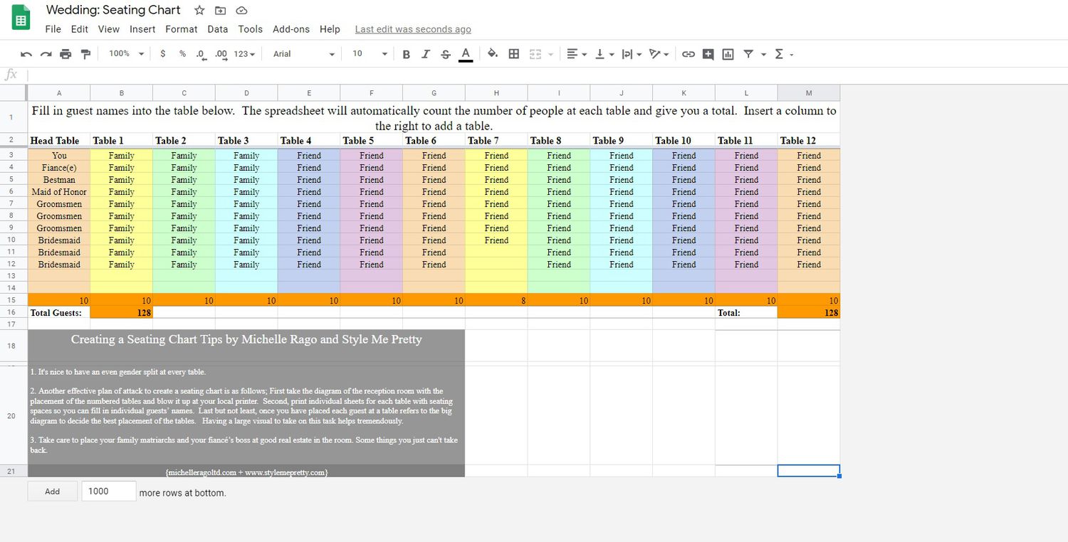 Style Me Pretty seating chart tool