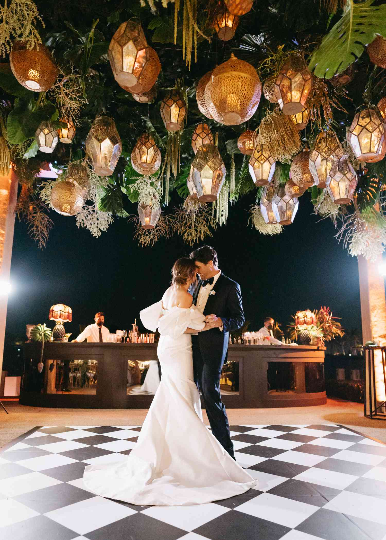 First dance on checker dance floor