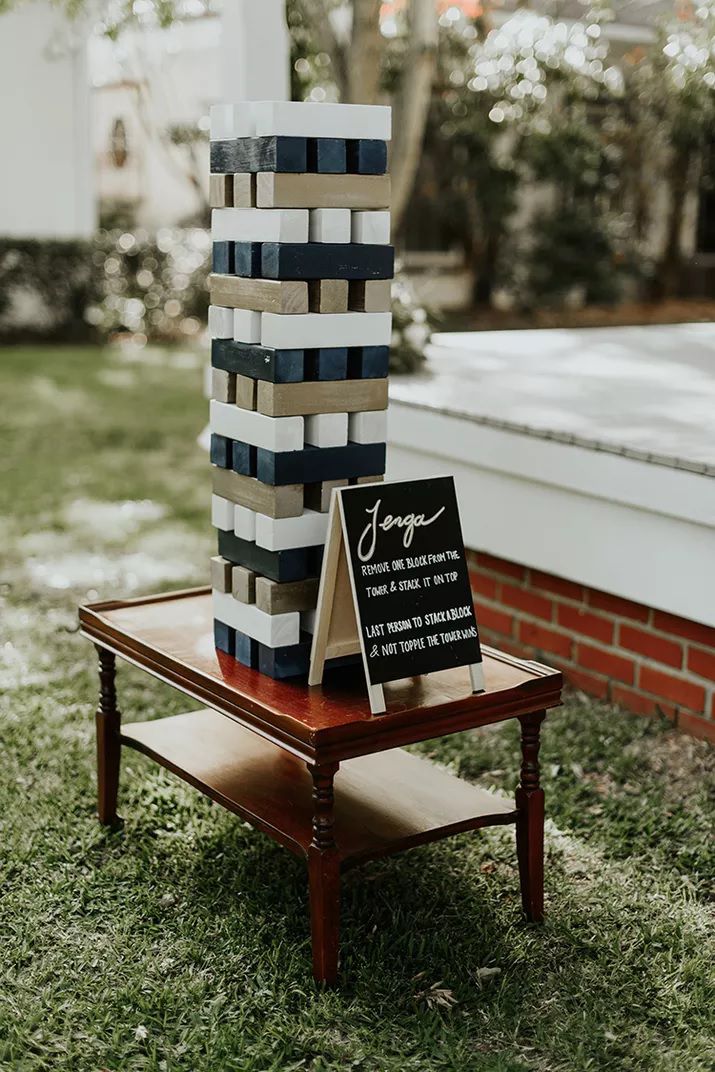 giant jenga at a wedding