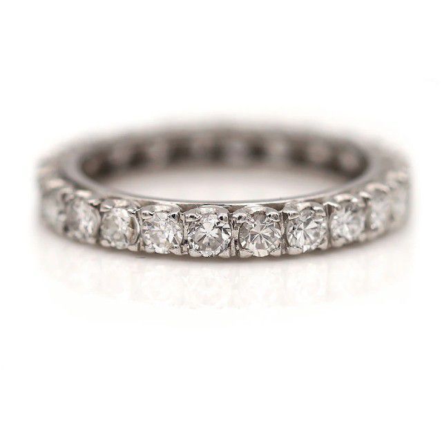 Vintage Diamond Ring Transitional Cut Diamond Eternity Band