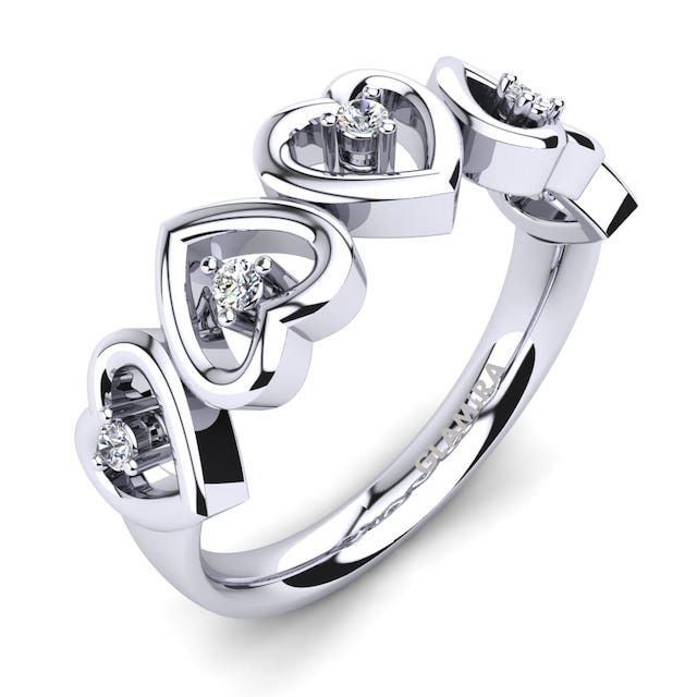 Glamira Hearts and Diamonds Palladium Engagement Ring