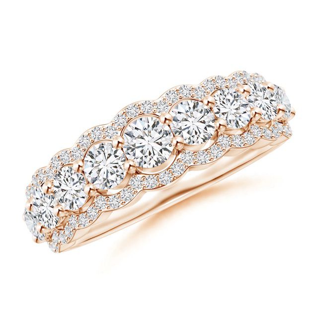 Angara Scalloped-Edge Diamond Nine Stone Anniversary Band