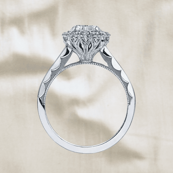 White Gold Diamond Engagement Ring With Cathedral Setting