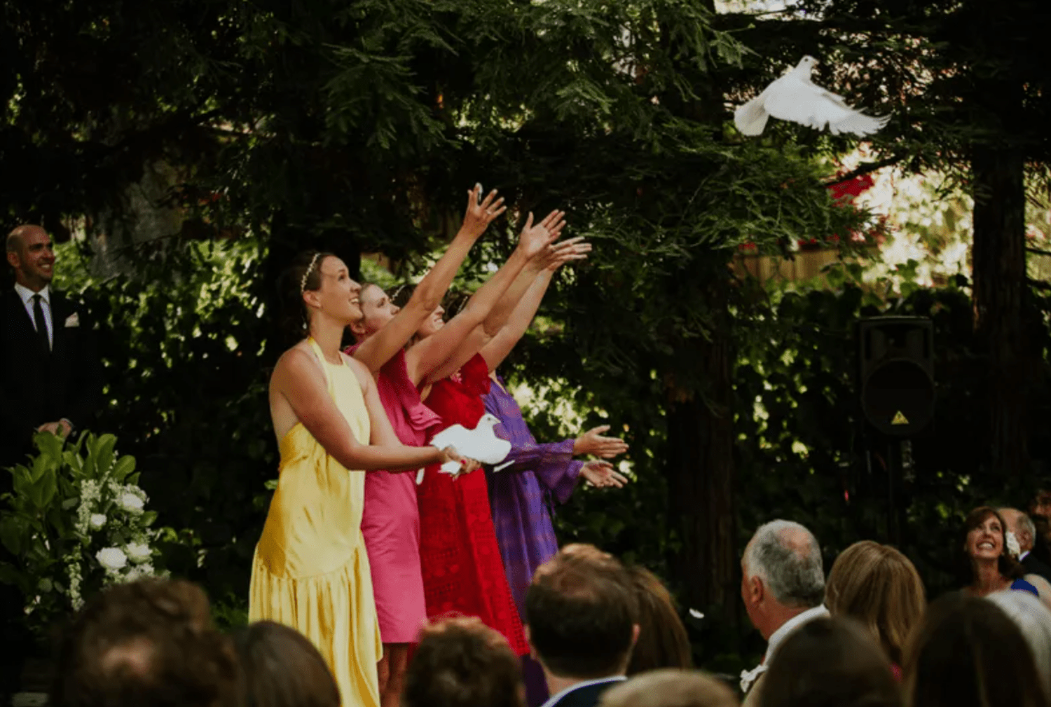 A traditional dove release during a Filipino wedding ceremony