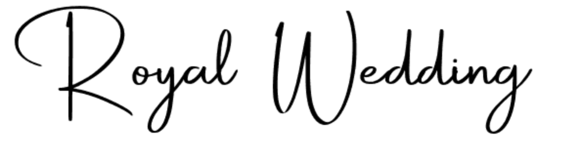 Royal wedding font in black writing on white background