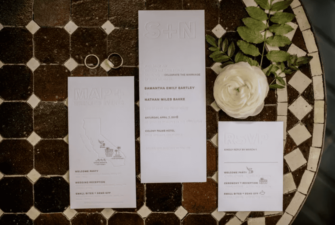 A spring wedding invitation suite.